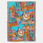 Elektrisch Sinaasappel & Cyaan Dreams - Abstracte  Deken (Voorkant Verticaal)