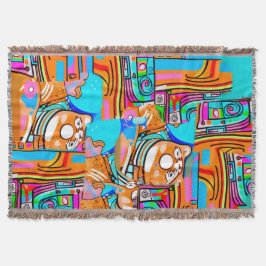 Elektrisch Sinaasappel & Cyaan Dreams - Abstracte Deken