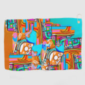Elektrisch Sinaasappel & Cyaan Dreams - Abstracte Golfhanddoek (Horizontaal)