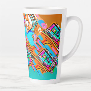 Elektrisch Sinaasappel & Cyaan Dreams - Abstracte Latte Mok