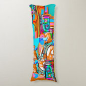 Elektrisch Sinaasappel & Cyaan Dreams - Abstracte  Lichaamskussen (Voorkant Verticaal)