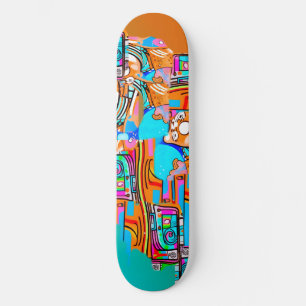 Elektrisch Sinaasappel & Cyaan Dreams - Abstracte Persoonlijk Skateboard