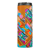 Elektrisch Sinaasappel & Cyaan Dreams - Abstracte Thermosbeker (Achterkant)