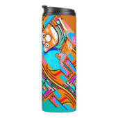 Elektrisch Sinaasappel & Cyaan Dreams - Abstracte Thermosbeker (Geroteerd rechts)