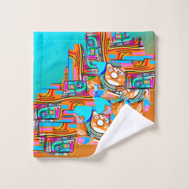 Elektrisch Sinaasappel & Cyaan Dreams - Abstracte Washandje