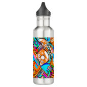 Elektrisch Sinaasappel & Cyaan Dreams - Abstracte Waterfles (Links)