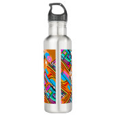 Elektrisch Sinaasappel & Cyaan Dreams - Abstracte Waterfles (Achterkant)