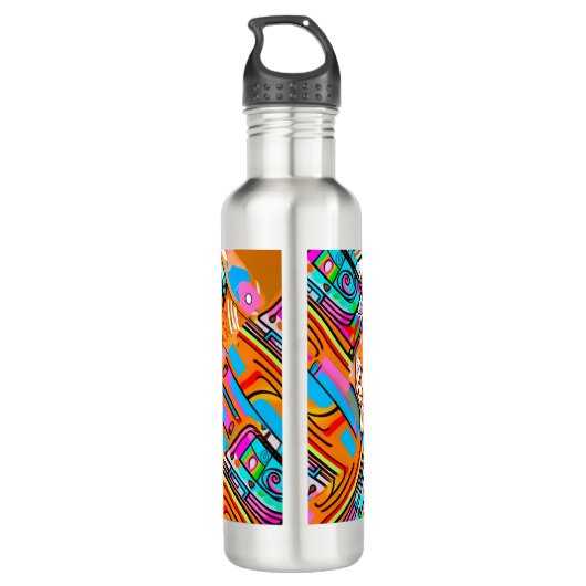 Elektrisch Sinaasappel & Cyaan Dreams - Abstracte  Waterfles (Achterkant)