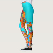 Elektrisch Sinaasappel & Turquoise Dromen - Abstra Leggings (Links)