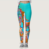 Elektrisch Sinaasappel & Turquoise Dromen - Abstra Leggings (Voorkant)