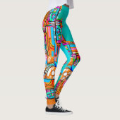 Elektrisch Sinaasappel & Turquoise Dromen - Abstra Leggings (Rechts)