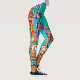 Elektrisch Sinaasappel & Turquoise Dromen - Abstra Leggings