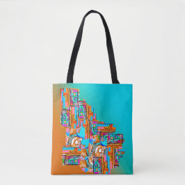 Elektrisch Sinaasappel & Turquoise Dromen - Abstra Tote Bag