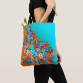 Elektrisch Sinaasappel & Turquoise Dromen - Abstra Tote Bag (Dichtbij)