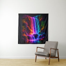 Elektrisch Spectrum Waterval met Lichtgevende Bome Wandkleed