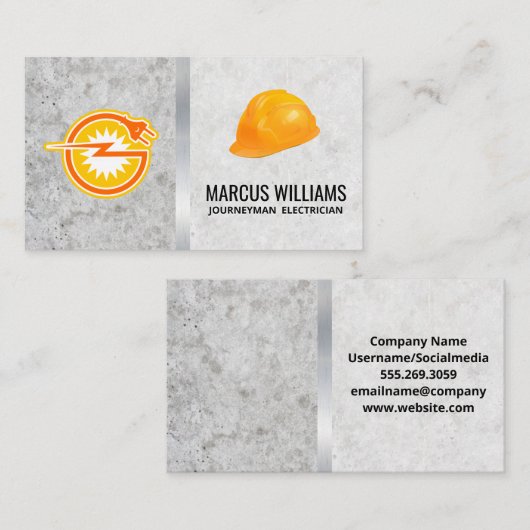 Elektrisch Stopcontact Vermogenspictogram | Blauw  Visitekaartje (Voorkant / Achterkant)