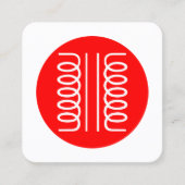 Elektrisch transformatorsymbool - Rood en wit Vierkante Visitekaartje (Voorkant)