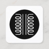Elektrisch transformatorsymbool - zwart en wit vierkante visitekaartje (Voorkant)