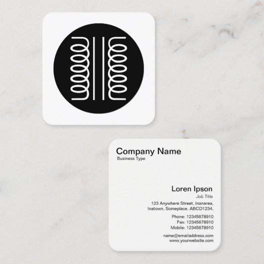 Elektrisch transformatorsymbool - zwart en wit vierkante visitekaartje (Voorkant / Achterkant)