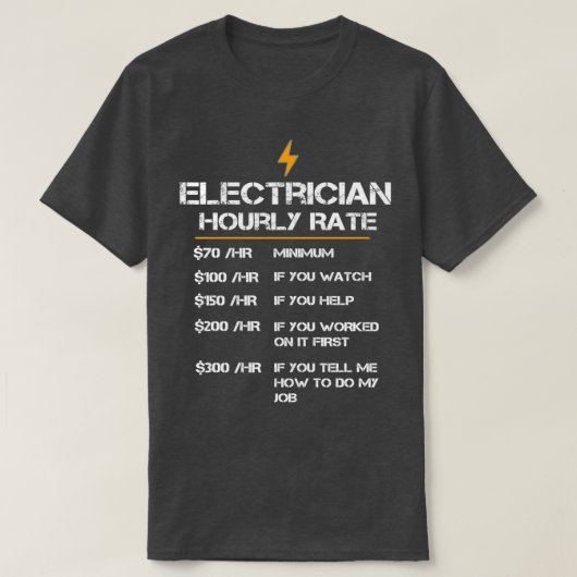 Elektrisch uurtarief (2) t-shirt (Design voorkant)