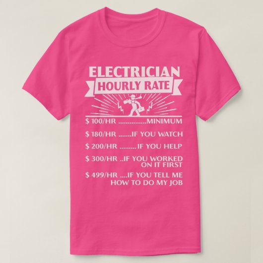 Elektrisch uurtarief geeft schamel t-shirt (Design voorkant)
