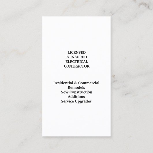 Elektrisch Visitekaartje (Achterkant)