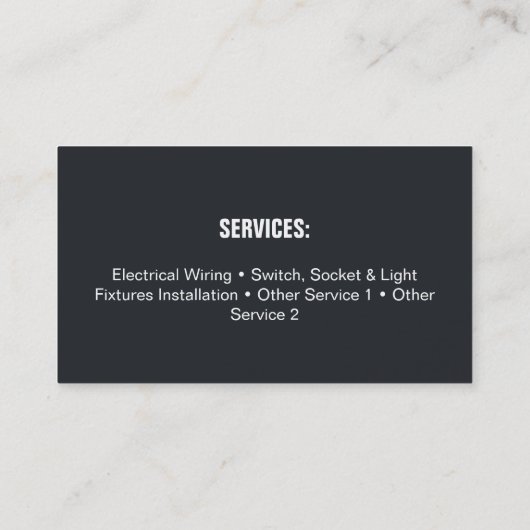 Elektrisch Visitekaartje voor plug-and-Light Bulb (Achterkant)