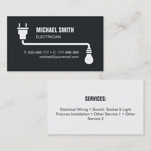 Elektrisch Visitekaartje voor plug-draad en lichte (Voorkant / Achterkant)