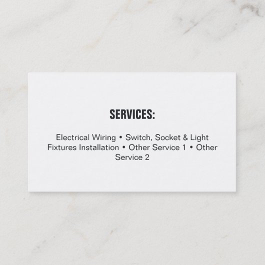 Elektrisch Visitekaartje voor plug-draad en lichte (Achterkant)