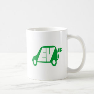 Elektrisch voertuig - Groen EV-pictogram Logo - Koffiemok