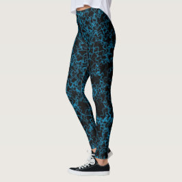 Elektrisch Zwart en Blauw Leggings