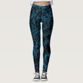Elektrisch Zwart en Blauw Leggings (Voorkant)