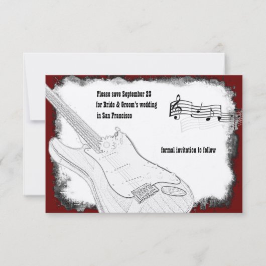 Elektrisch zwart-witte muziek met rookdatum save the date (Voorkant)