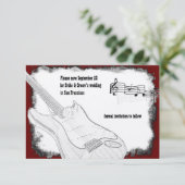 Elektrisch zwart-witte muziek met rookdatum save the date (Staand voorkant)