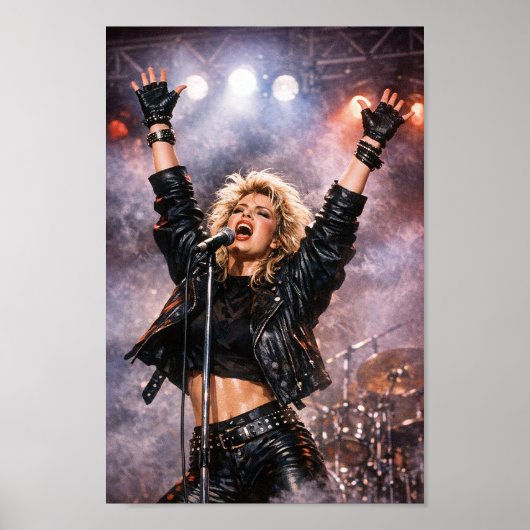 Elektrische 80's Pop Diva Poster in Volle Stemming (Voorkant)