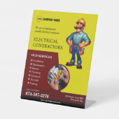 Elektrische aannemers reclamebord met voetstuk (Voorkant)