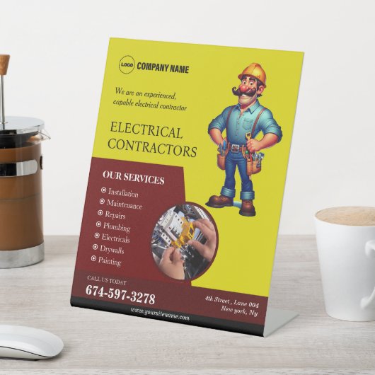 Elektrische aannemers reclamebord met voetstuk (Insitu)