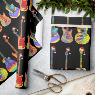 Elektrische Akoestische Gitaren Kleurrijke Kerst  Cadeaupapier