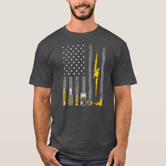 Elektrische Amerikaanse vlaggendragers met patriot T-shirt (Voorkant)