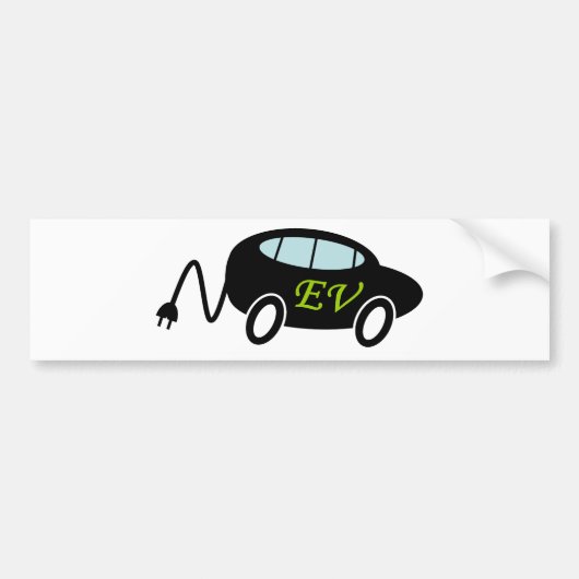 Elektrische auto en stekker bumpersticker (Voorkant)