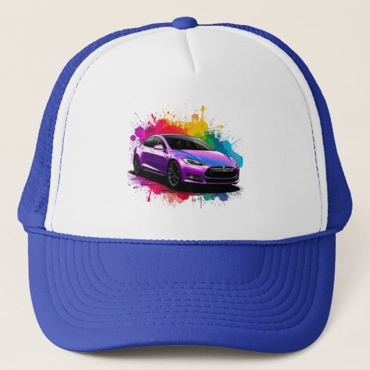 Elektrische auto met levendige kleuraccenten trucker pet (Voorkant)