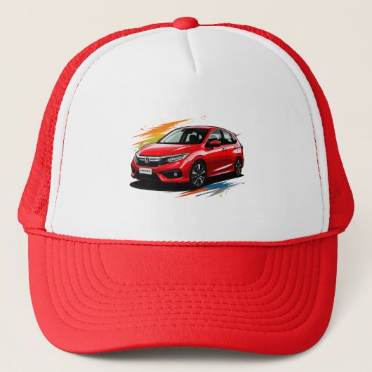 Elektrische auto met levendige kleuraccenten trucker pet (Voorkant)