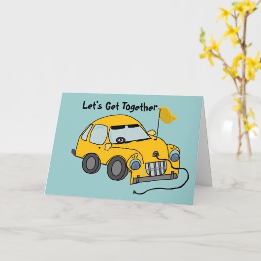 Elektrische auto op zaterdag kaart (Gele Bloem)