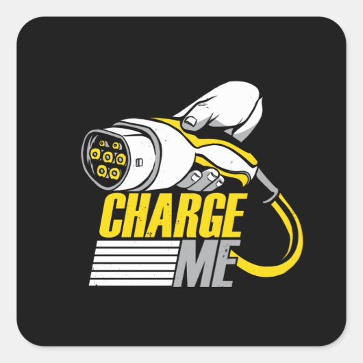 Elektrische auto vierkante sticker (Voorkant)