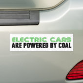 Elektrische auto's aangedreven door steenkool tege bumpersticker (Op auto)