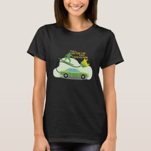 Elektrische auto's met groen cadeau voor voertuige t-shirt