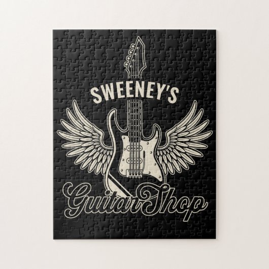 Elektrische Ax Wings ADD NAAM gitarist Guitar Shop Legpuzzel (Verticaal)