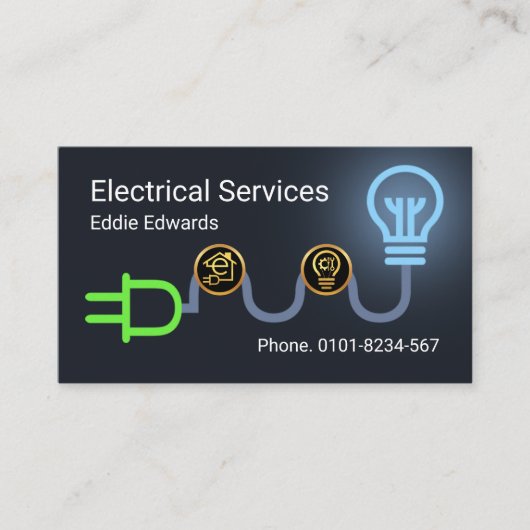 Elektrische bedrading licht stekker circuit visitekaartje (Voorkant)