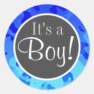 Elektrische Blauwe Camo; Camouflage Ronde Sticker