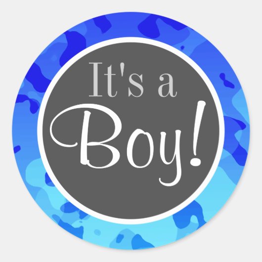 Elektrische Blauwe Camo; Camouflage Ronde Sticker (Voorkant)